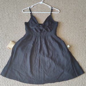 Linen & Rayon Front Tie Mini Dress with Pockets